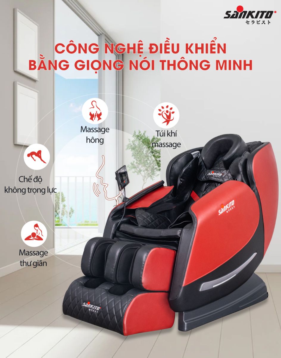 Ghế massage Sankito S-20 Điều khiển ghế massage bằng giọng nói khá nhạy bén