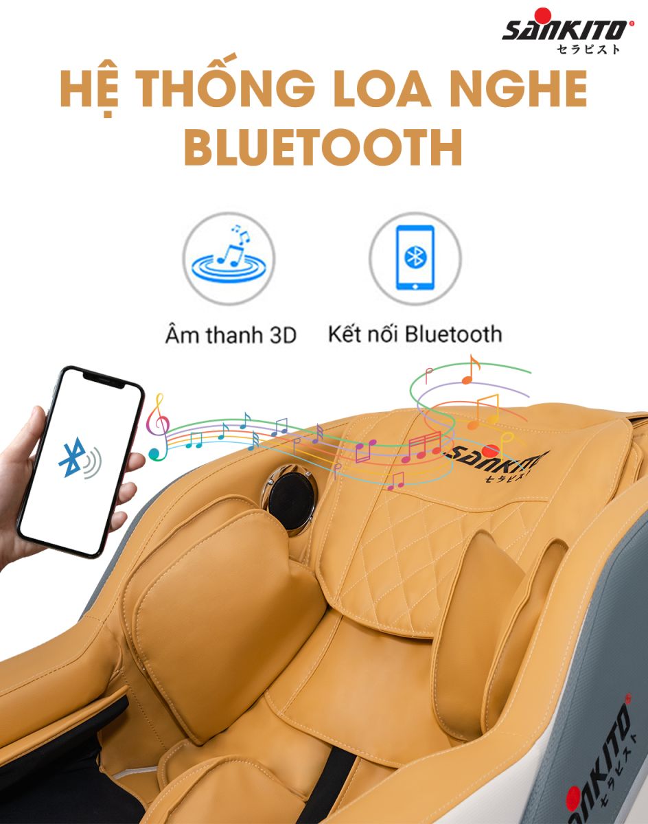 Ghế massage Sankito S-30 loa bluetooth cho chất lượng âm thanh tuyệt đỉnh