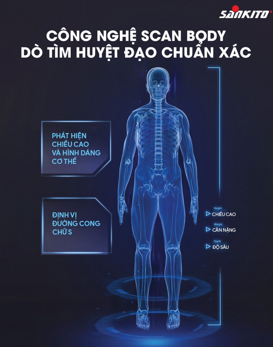 Ghế massage Sankito S-30 Công nghệ Scan Body dò tìm huyệt đạo chuẩn xác