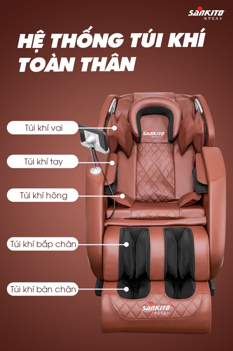 Ghế massage Sankito S-35 Plus Túi khí massage cải tiến 