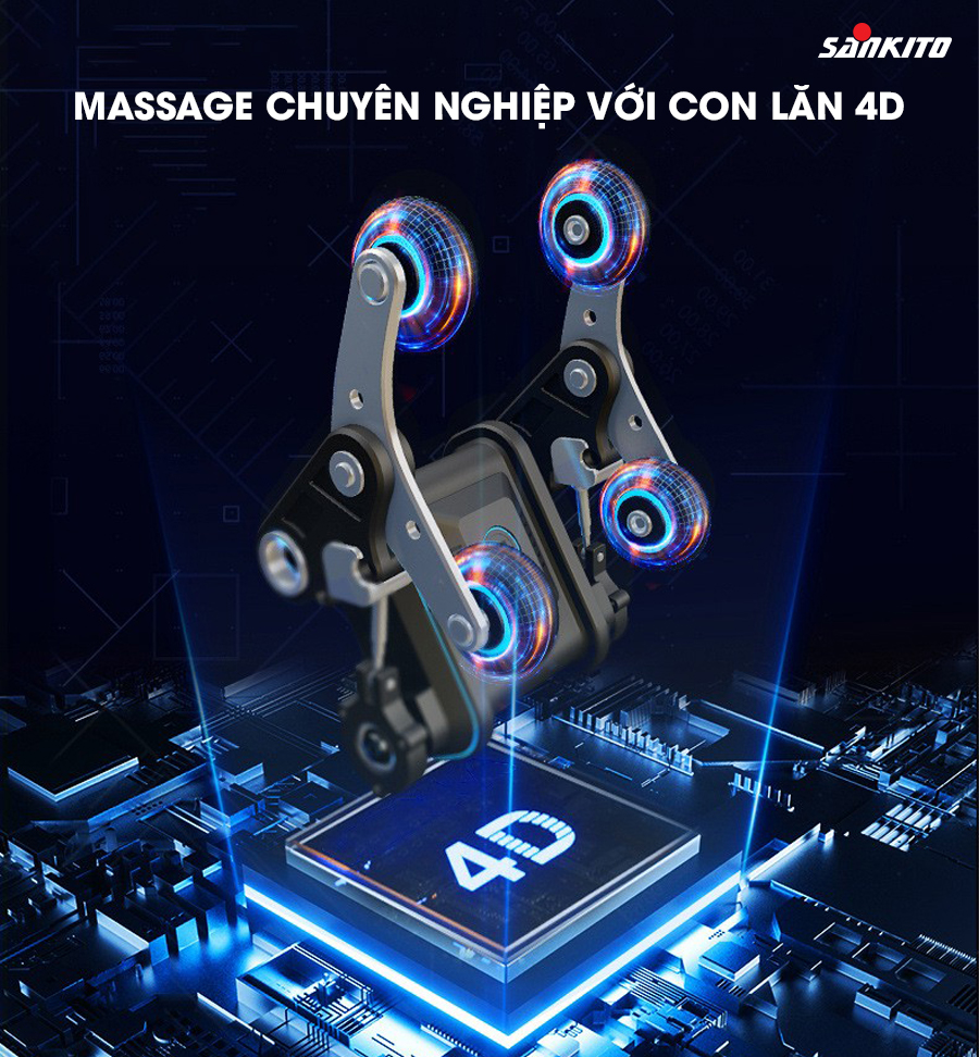 Ghế massage Sankito S-50 Con lăn 4D massage chuyên nghiệp