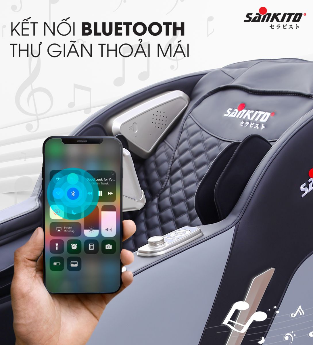 Ghế massage Sankito S-60 Plus Kết nối Bluetooth nghe nhạc cực đỉnh