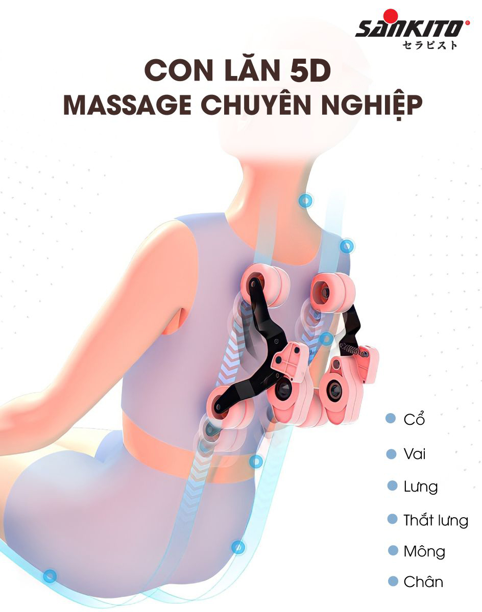 Ghế Massage Sankito S-89 Massage chuyên nghiệp với con lăn 4D