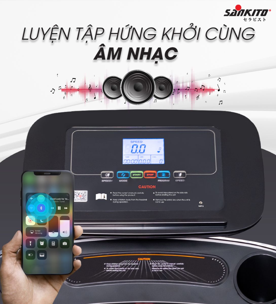 Máy chạy bộ Sankito S-180 Luyện tập hứng khởi cùng âm nhạc