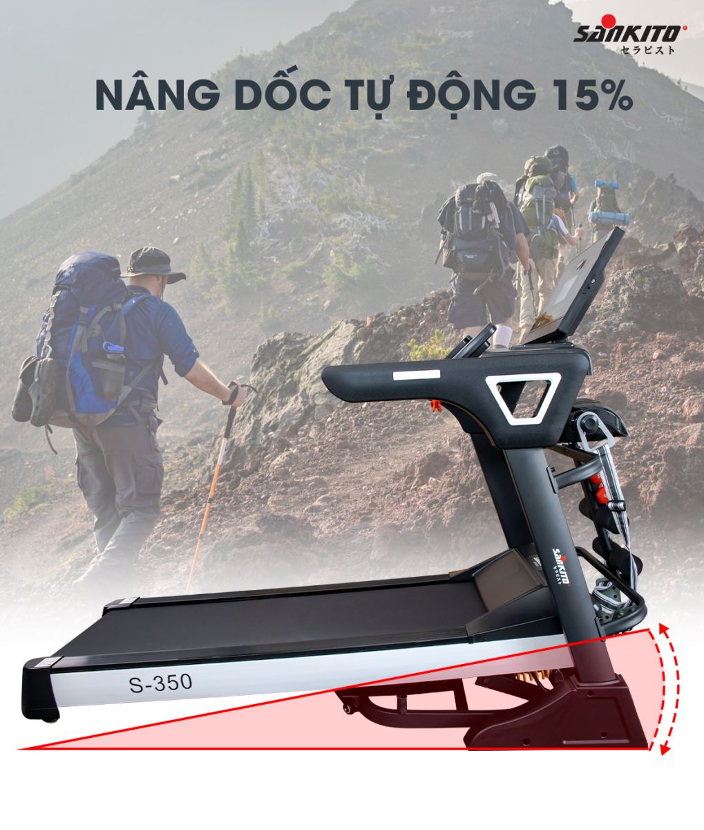 Máy chạy bộ Sankito S-350 Nâng dốc tự động 15%